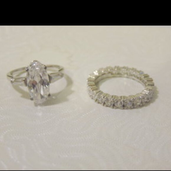 Radiance by Absolute Oval Baguette Accent Engagement & Band Ring Size 8 - Picture 8 of 8